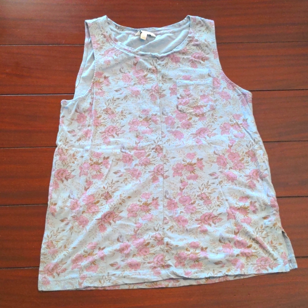 Lucky Brand, Women's Tank, Size Small, Light Blue / Purple Floral